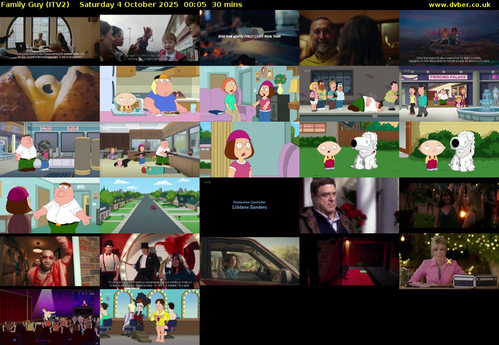 Family Guy (ITV2) Saturday 4 October 2025 00:05 - 00:35