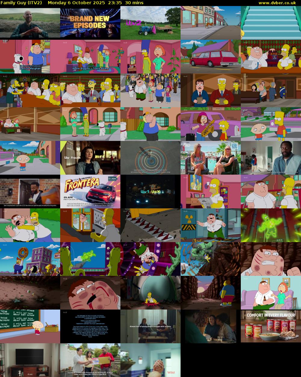 Family Guy (ITV2) Monday 6 October 2025 23:35 - 00:05