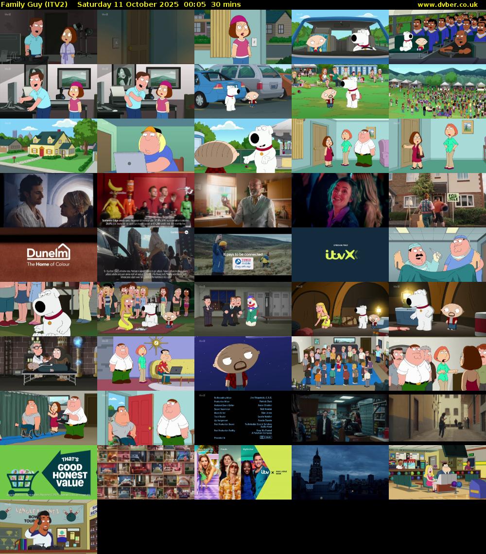 Family Guy (ITV2) Saturday 11 October 2025 00:05 - 00:35