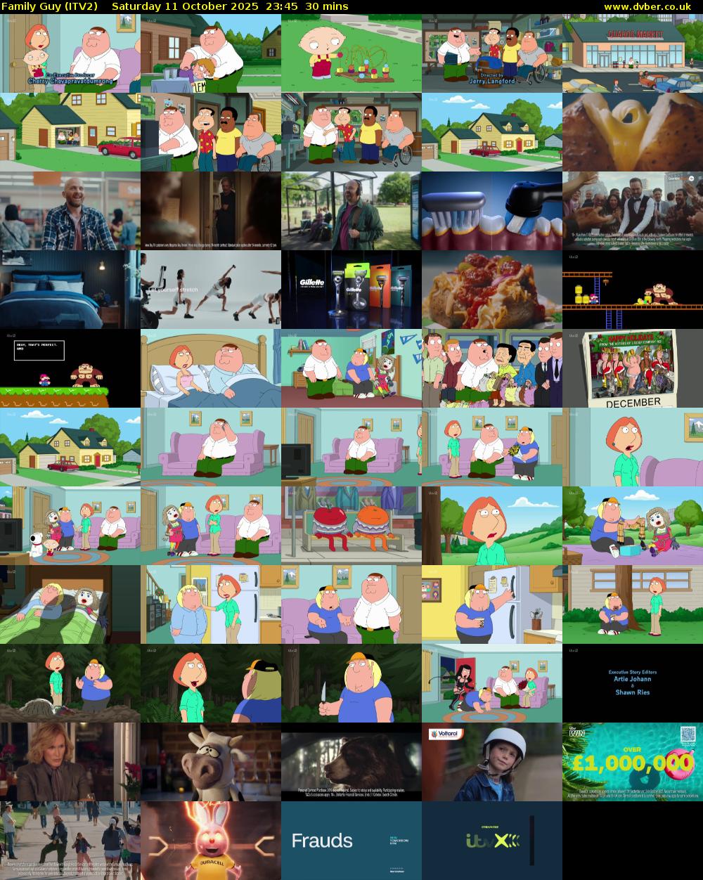 Family Guy (ITV2) Saturday 11 October 2025 23:45 - 00:15
