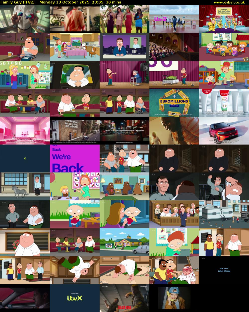 Family Guy (ITV2) Monday 13 October 2025 23:05 - 23:35