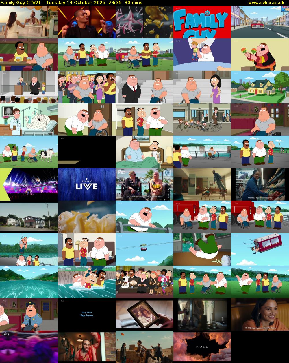 Family Guy (ITV2) Tuesday 14 October 2025 23:35 - 00:05