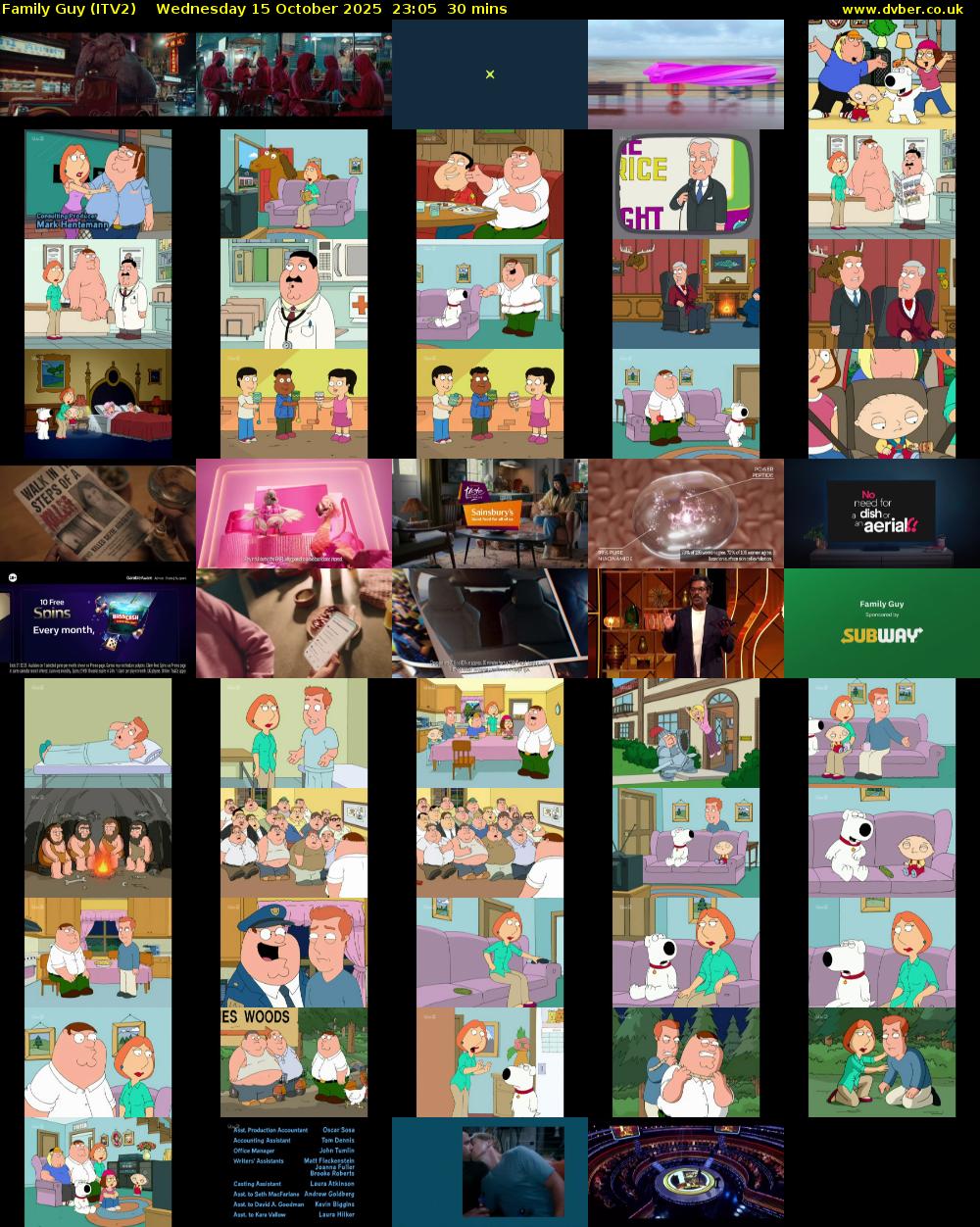 Family Guy (ITV2) Wednesday 15 October 2025 23:05 - 23:35