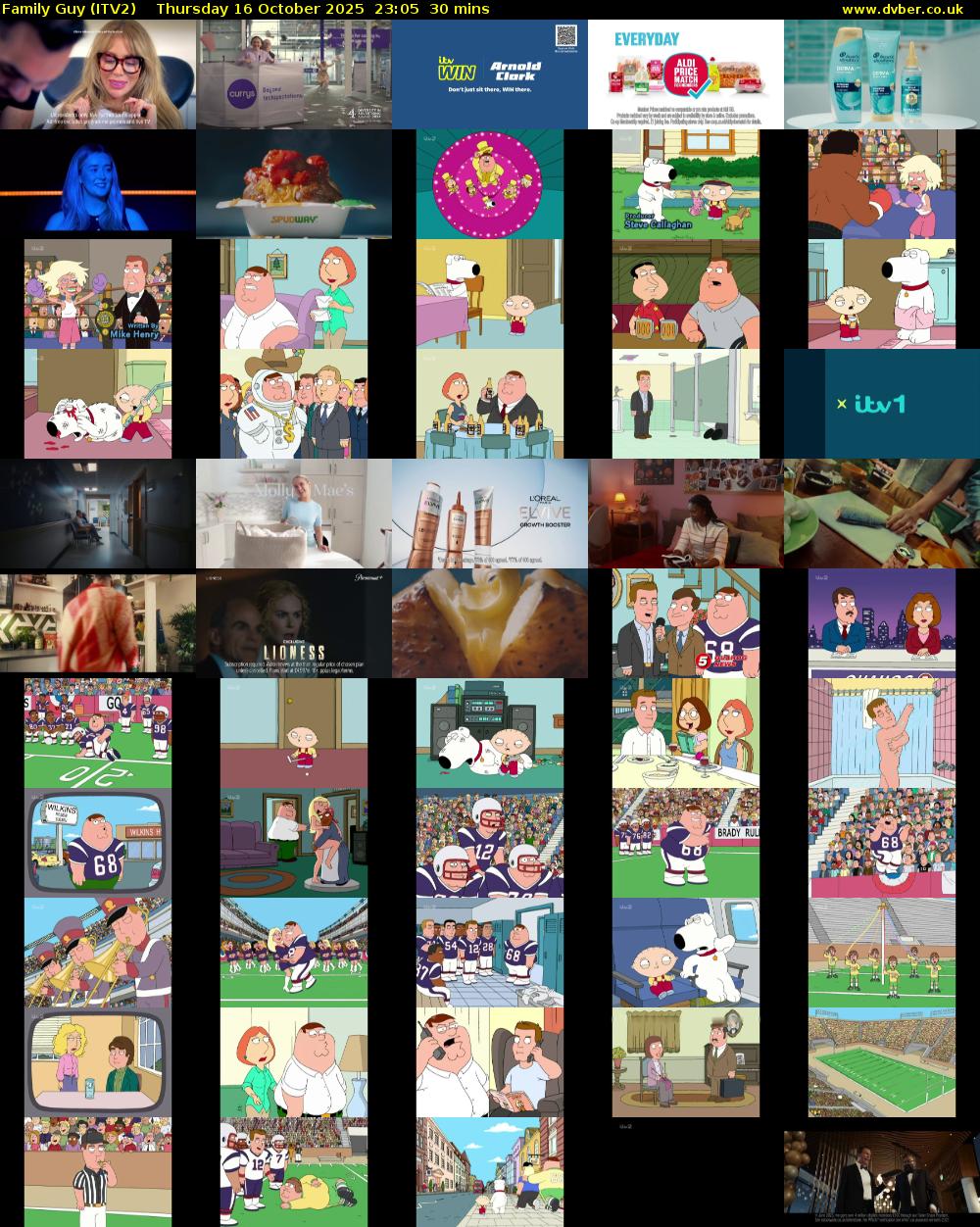 Family Guy (ITV2) Thursday 16 October 2025 23:05 - 23:35