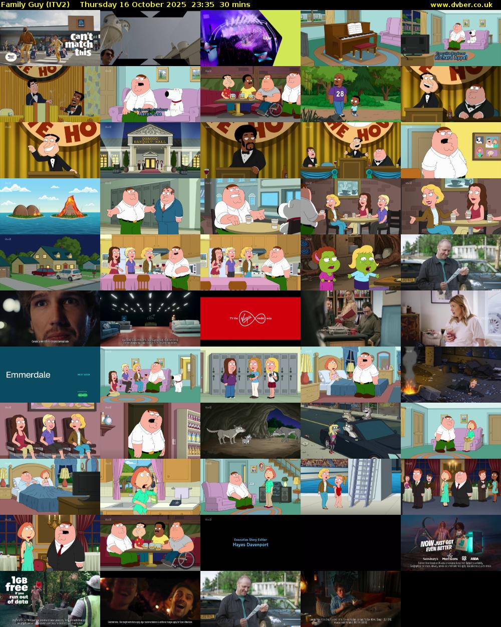 Family Guy (ITV2) Thursday 16 October 2025 23:35 - 00:05