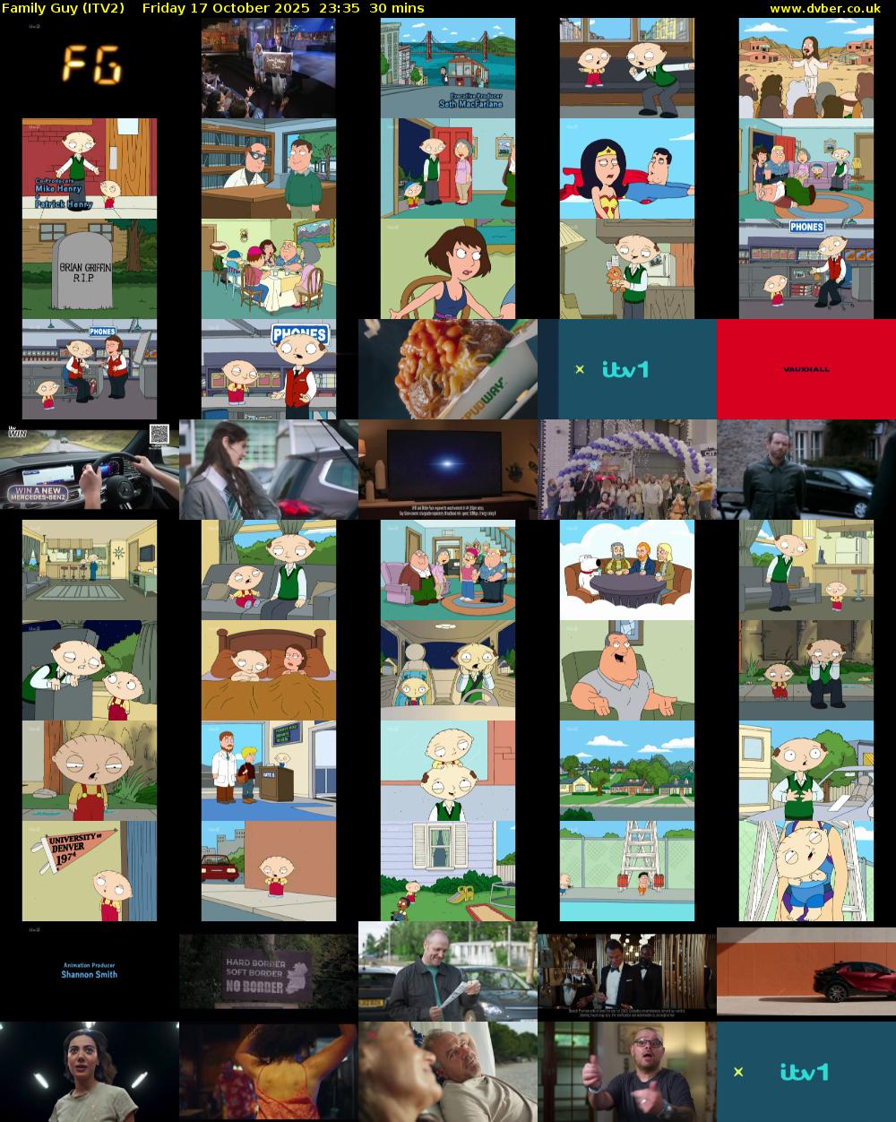 Family Guy (ITV2) Friday 17 October 2025 23:35 - 00:05
