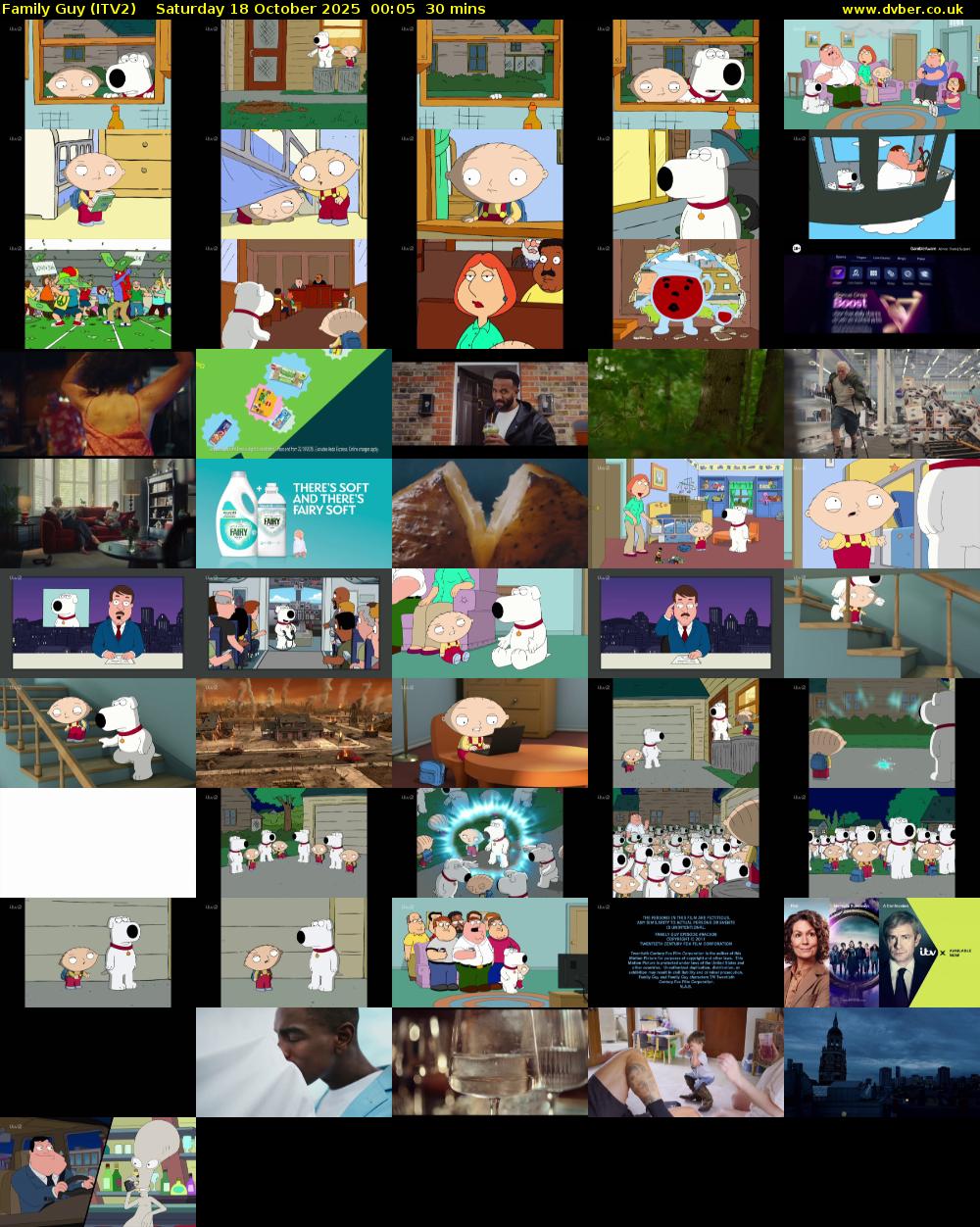 Family Guy (ITV2) Saturday 18 October 2025 00:05 - 00:35