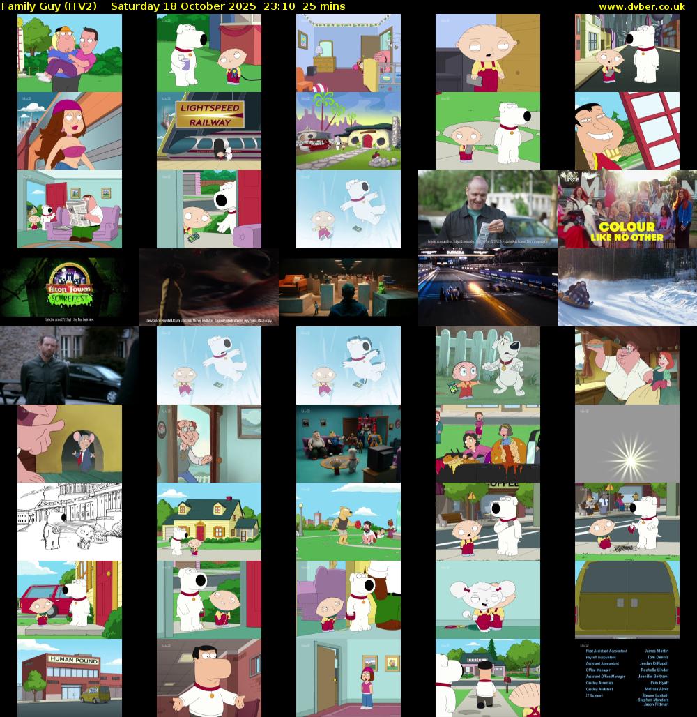 Family Guy (ITV2) Saturday 18 October 2025 23:10 - 23:35