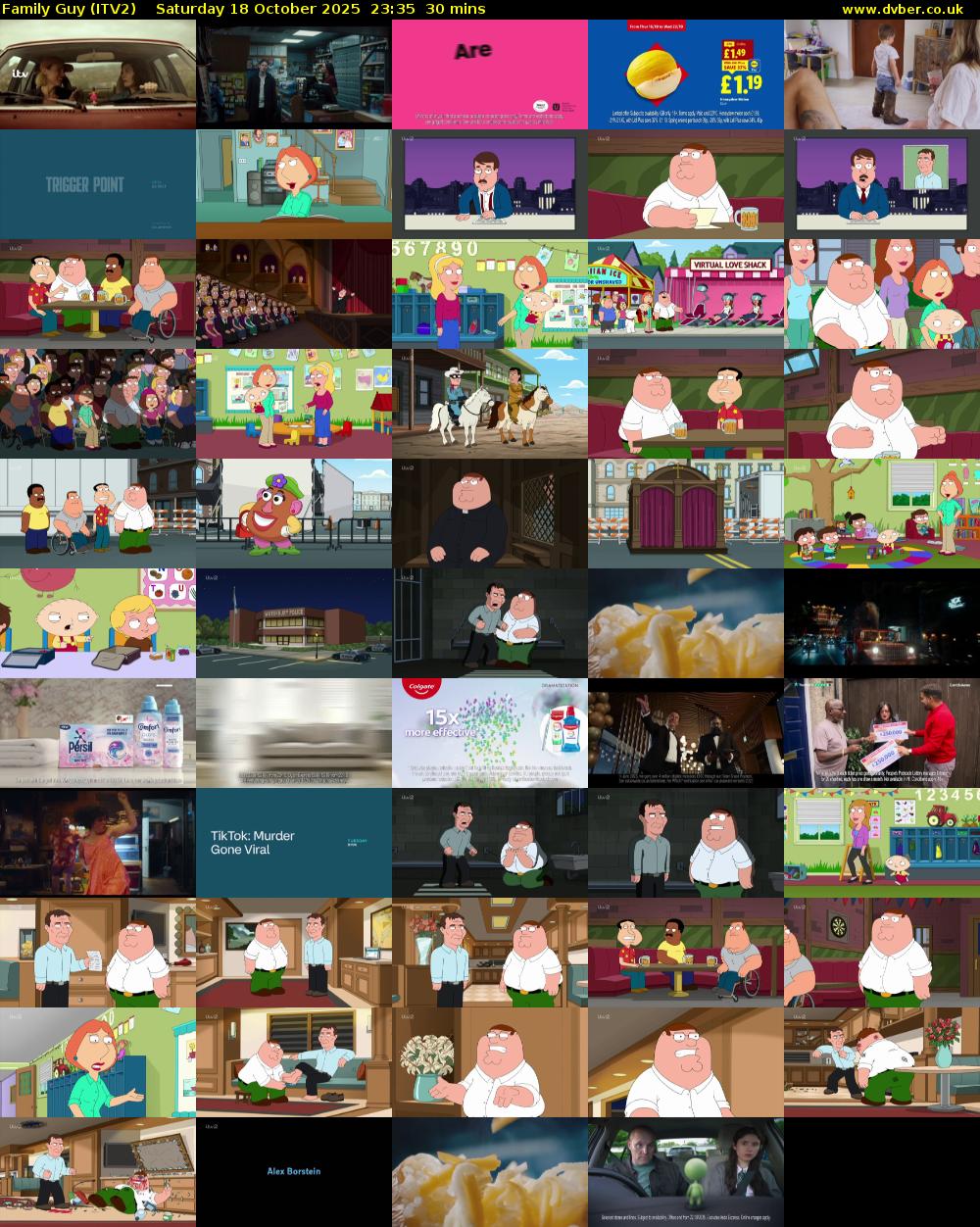 Family Guy (ITV2) Saturday 18 October 2025 23:35 - 00:05