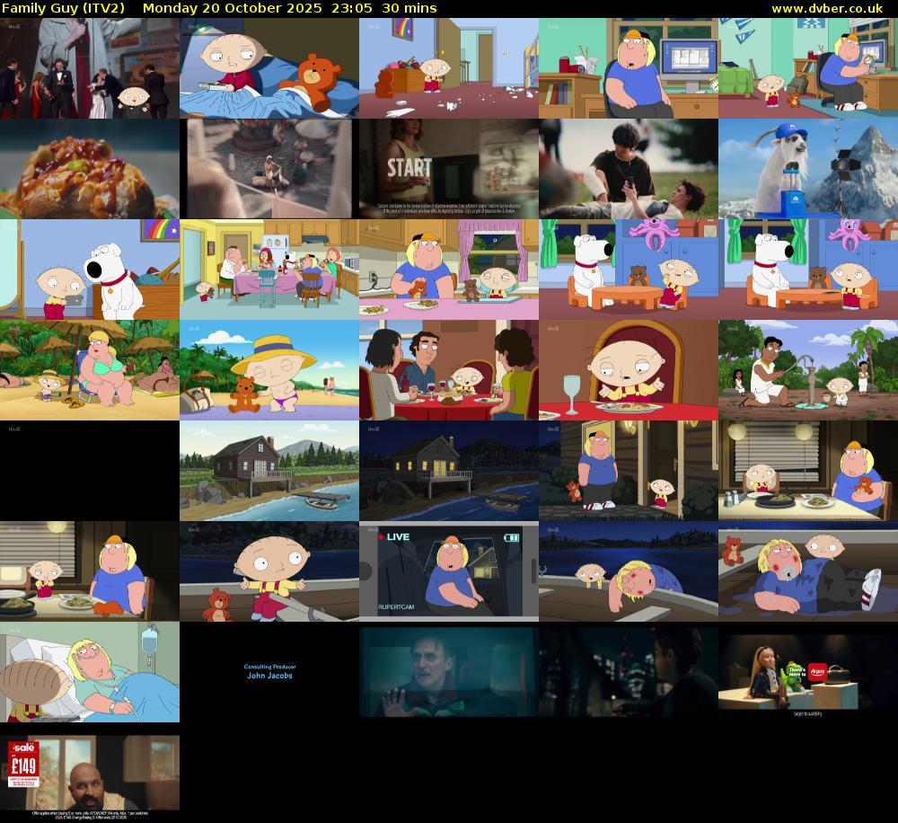 Family Guy (ITV2) Monday 20 October 2025 23:05 - 23:35