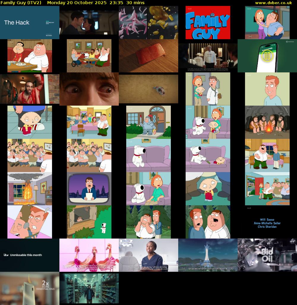 Family Guy (ITV2) Monday 20 October 2025 23:35 - 00:05