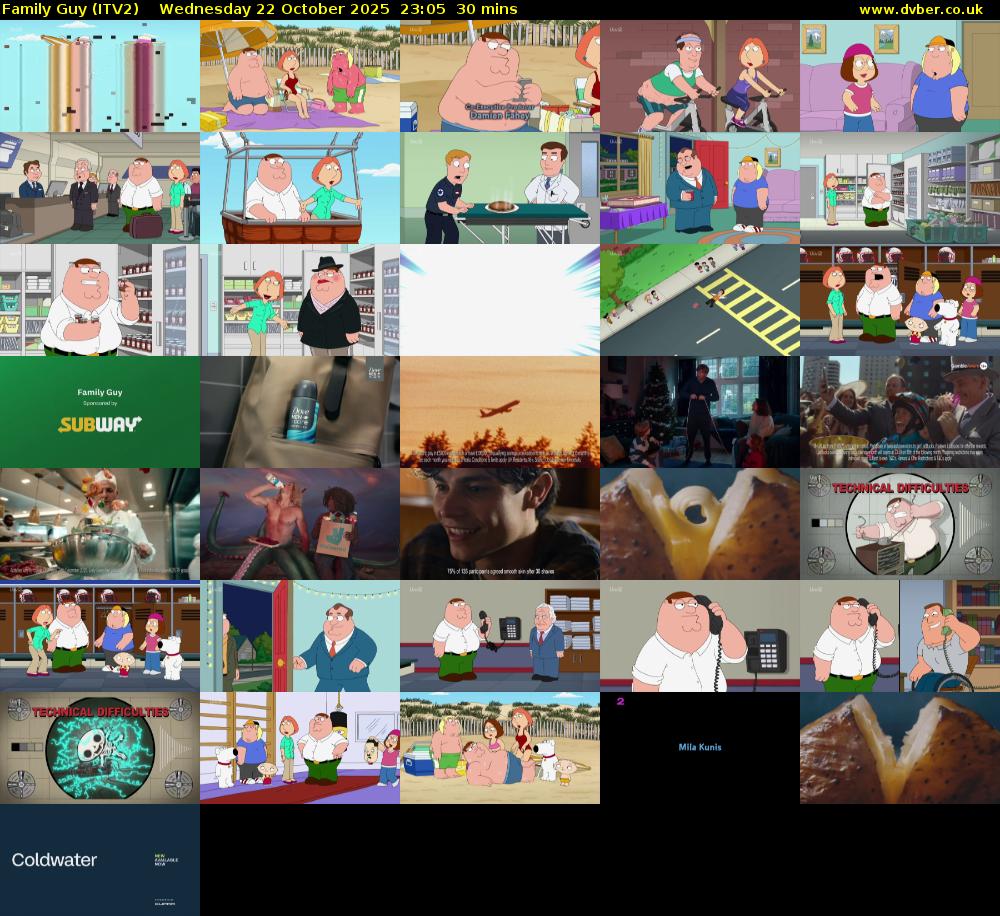 Family Guy (ITV2) Wednesday 22 October 2025 23:05 - 23:35