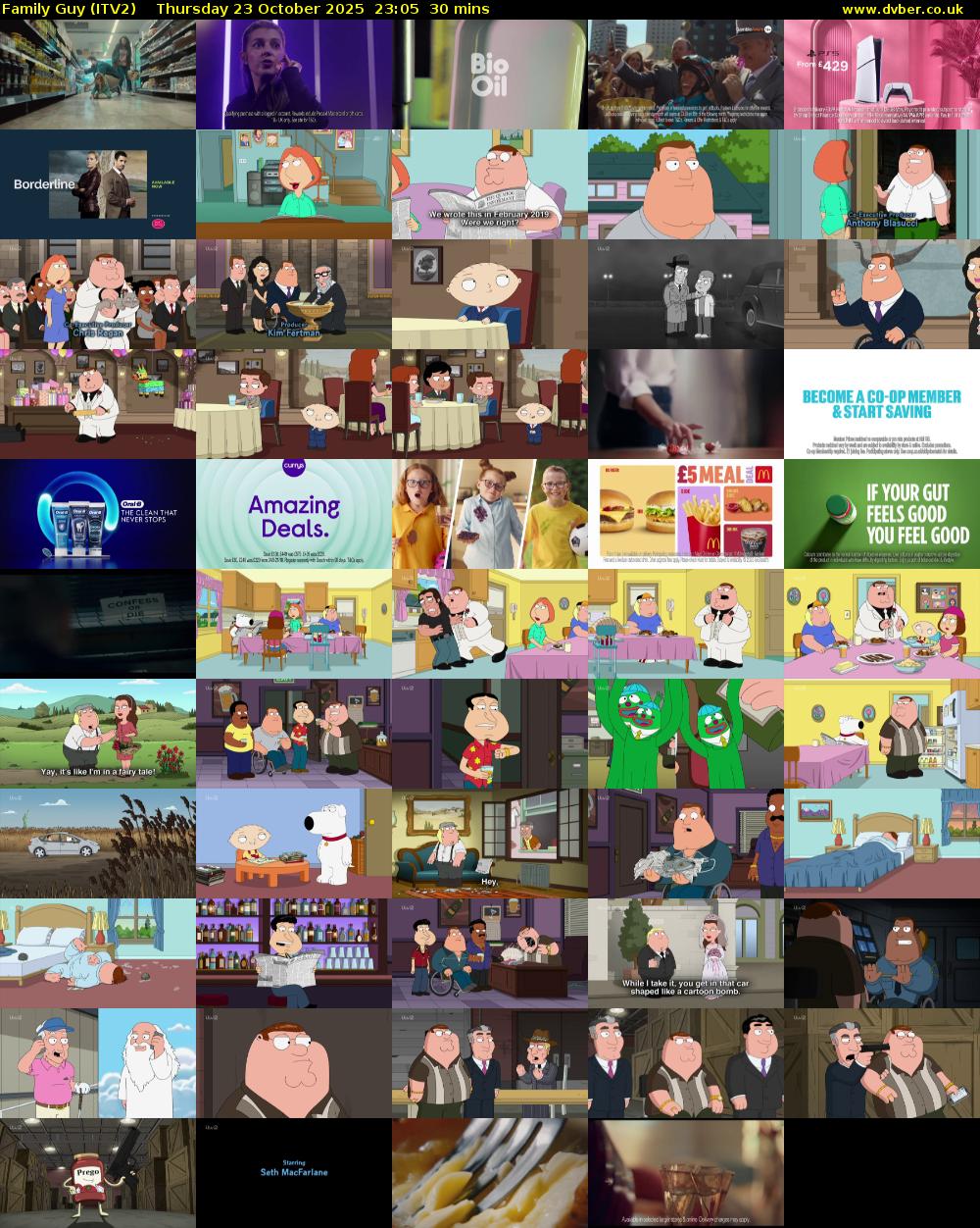 Family Guy (ITV2) Thursday 23 October 2025 23:05 - 23:35