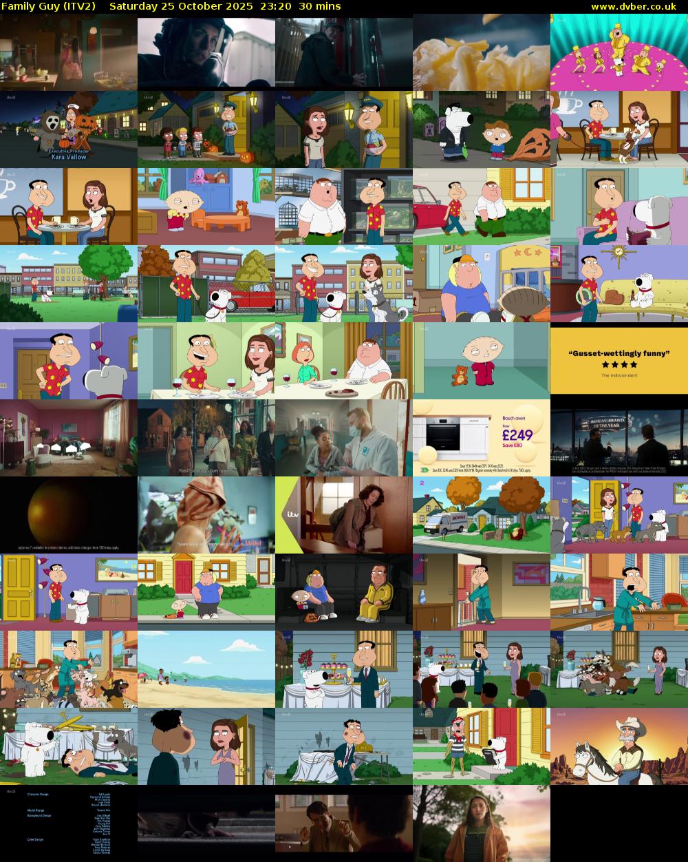 Family Guy (ITV2) Saturday 25 October 2025 23:20 - 23:50