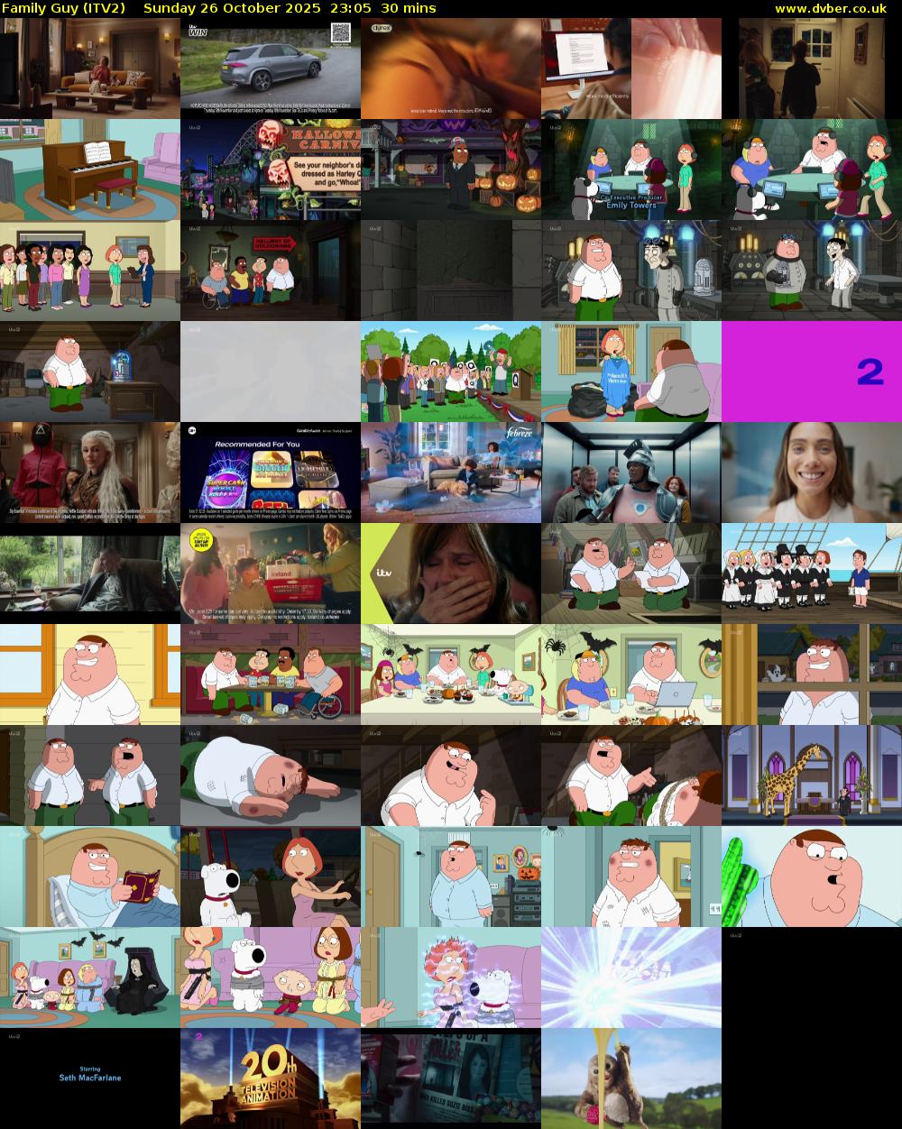 Family Guy (ITV2) Sunday 26 October 2025 23:05 - 23:35