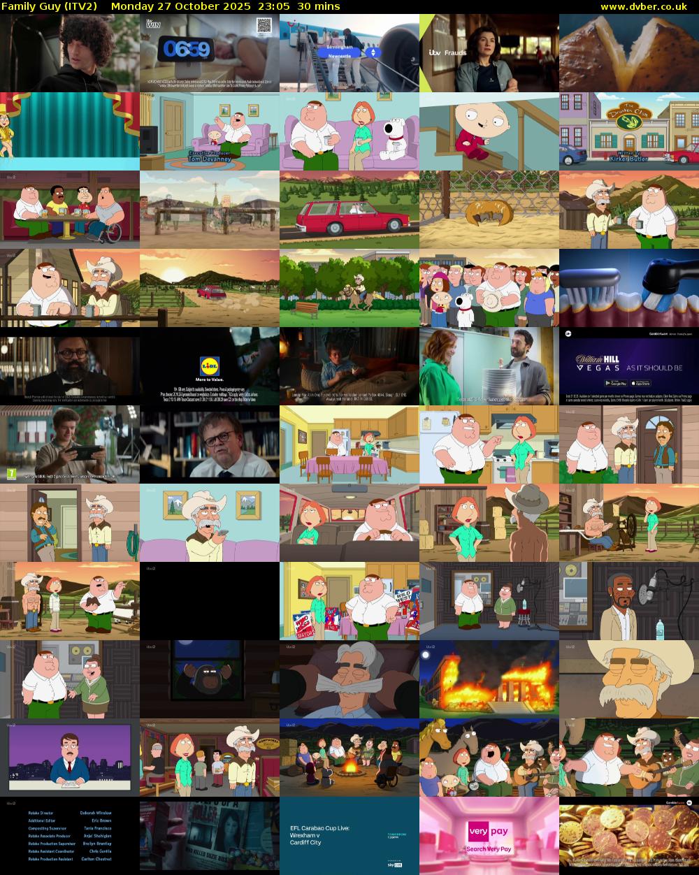Family Guy (ITV2) Monday 27 October 2025 23:05 - 23:35