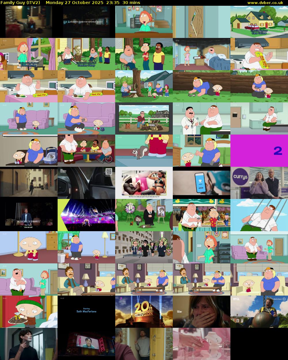Family Guy (ITV2) Monday 27 October 2025 23:35 - 00:05