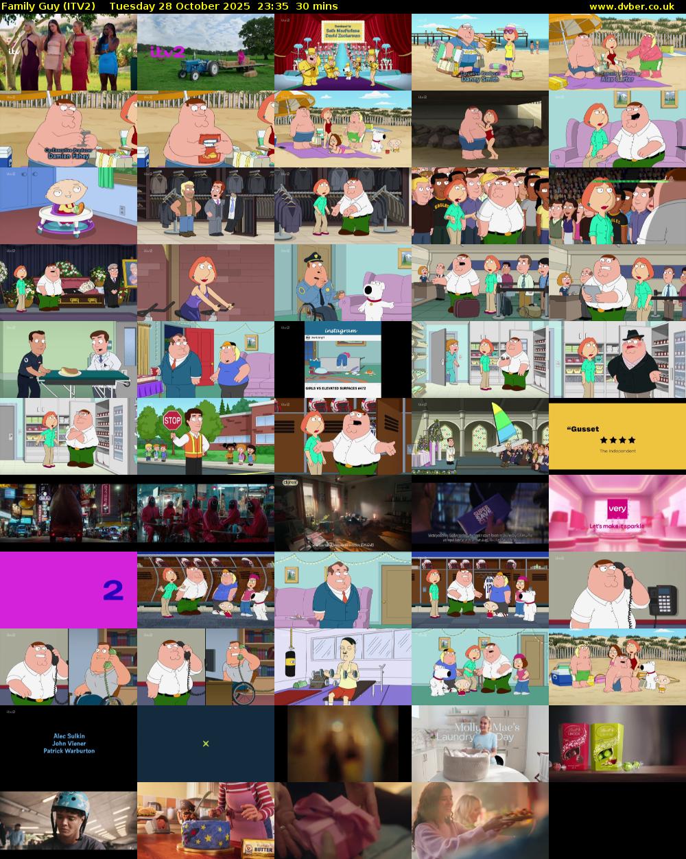 Family Guy (ITV2) Tuesday 28 October 2025 23:35 - 00:05