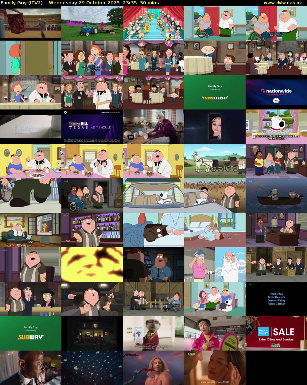 Family Guy (ITV2) Wednesday 29 October 2025 23:35 - 00:05