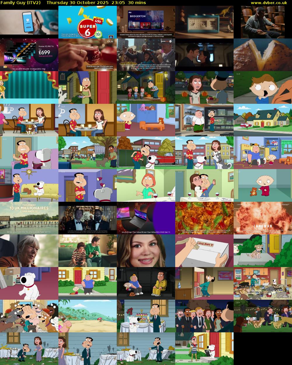 Family Guy (ITV2) Thursday 30 October 2025 23:05 - 23:35