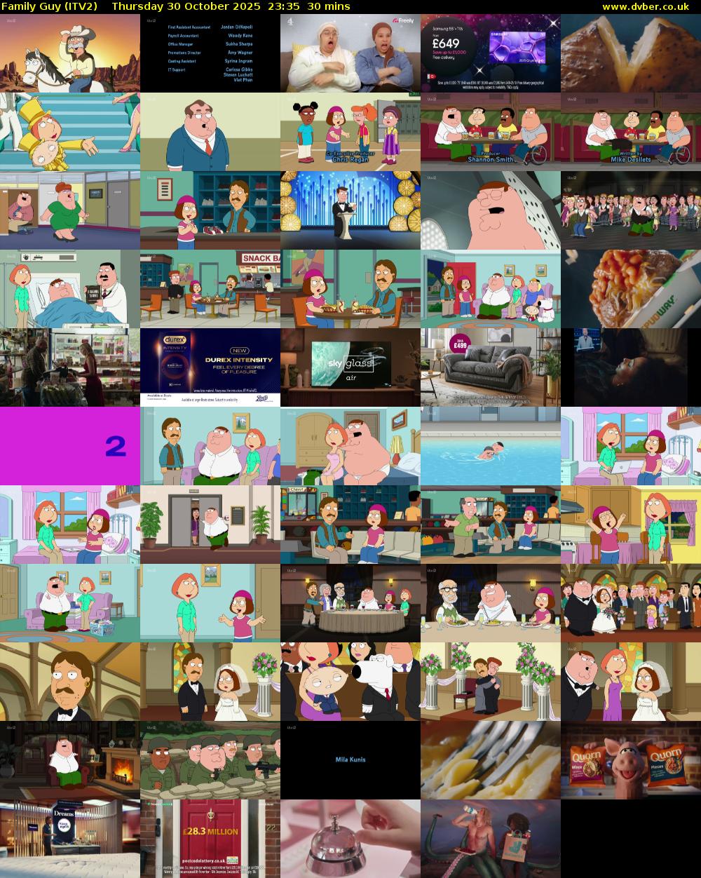Family Guy (ITV2) Thursday 30 October 2025 23:35 - 00:05