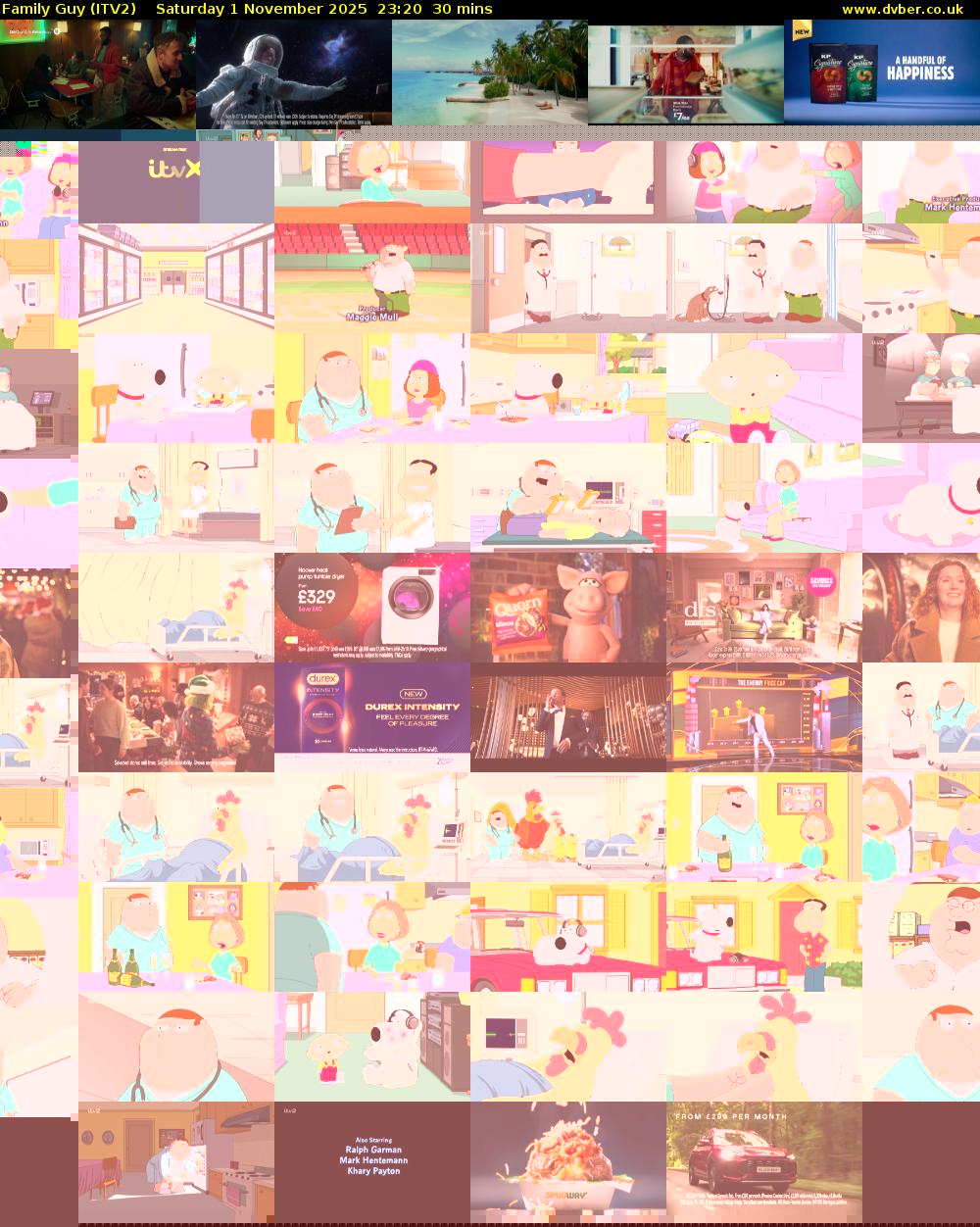 Family Guy (ITV2) Saturday 1 November 2025 23:20 - 23:50