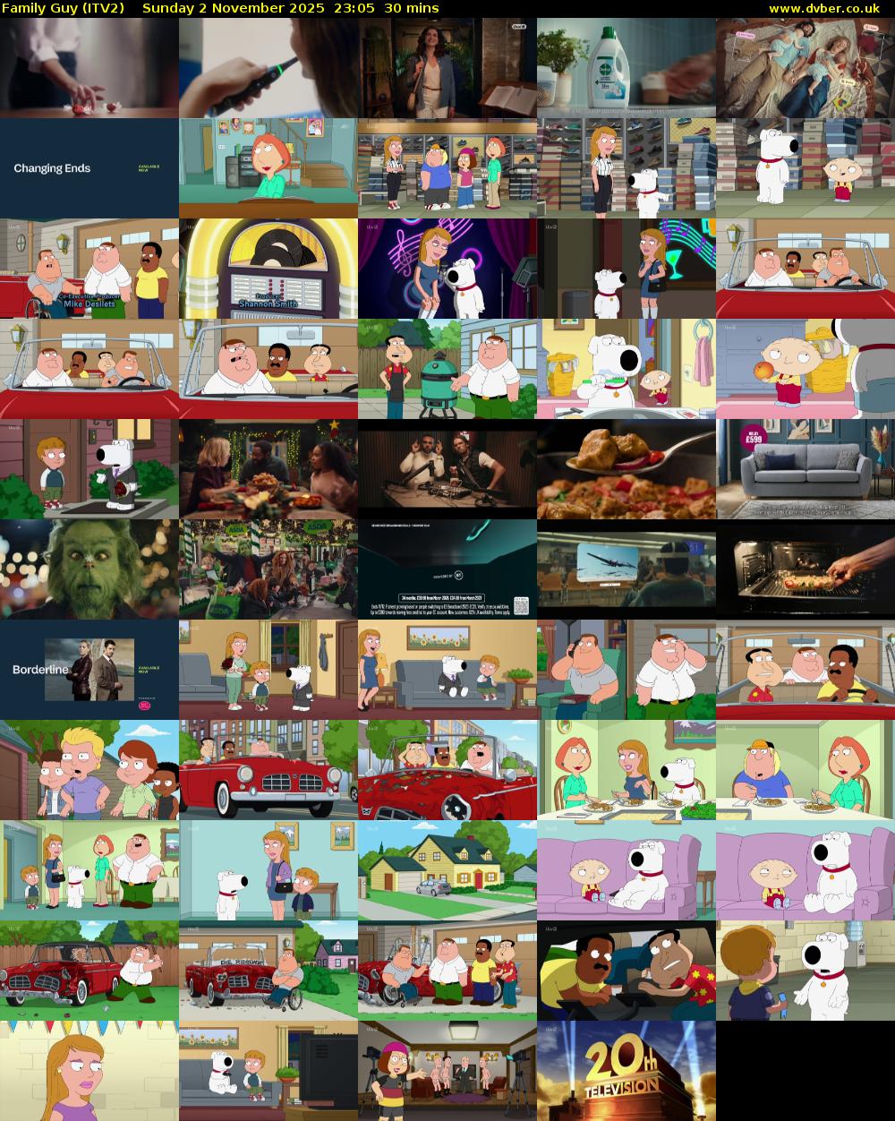 Family Guy (ITV2) Sunday 2 November 2025 23:05 - 23:35