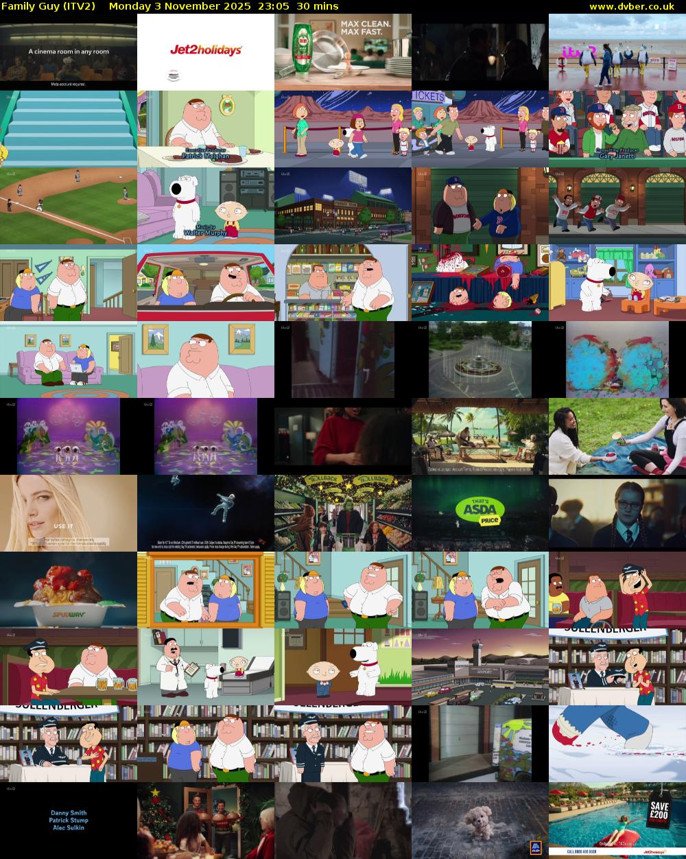 Family Guy (ITV2) Monday 3 November 2025 23:05 - 23:35