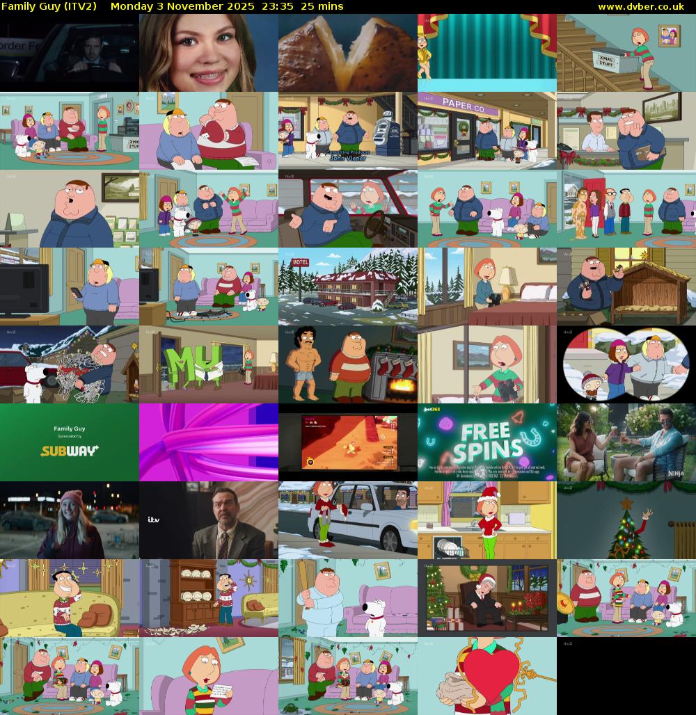 Family Guy (ITV2) Monday 3 November 2025 23:35 - 00:00