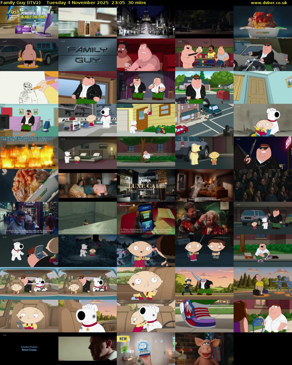 Family Guy (ITV2) Tuesday 4 November 2025 23:05 - 23:35