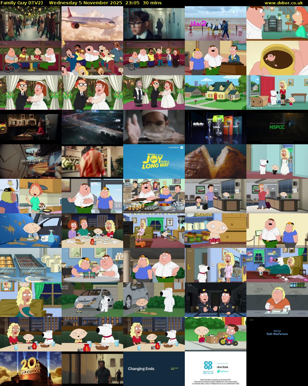 Family Guy (ITV2) Wednesday 5 November 2025 23:05 - 23:35