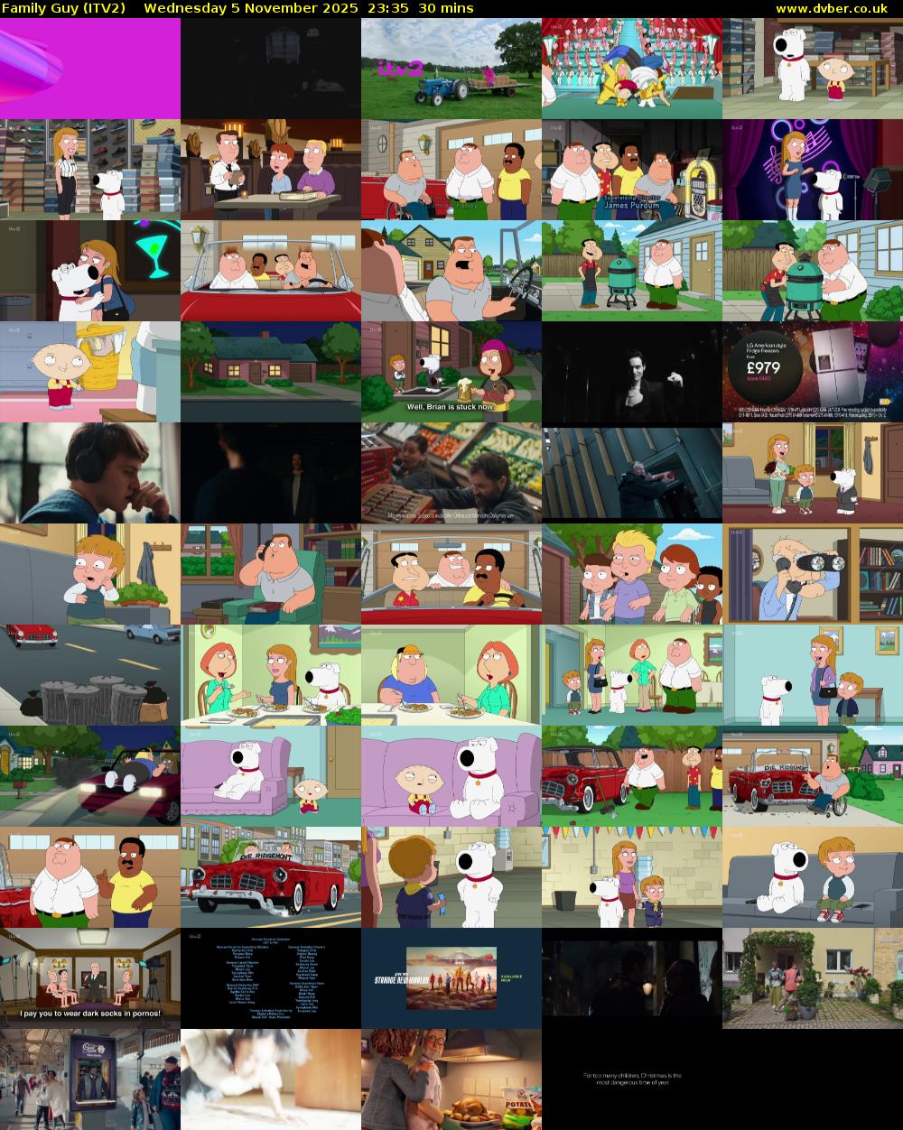 Family Guy (ITV2) Wednesday 5 November 2025 23:35 - 00:05