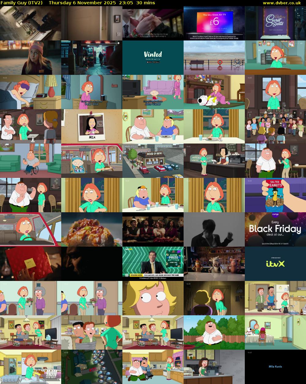 Family Guy (ITV2) Thursday 6 November 2025 23:05 - 23:35