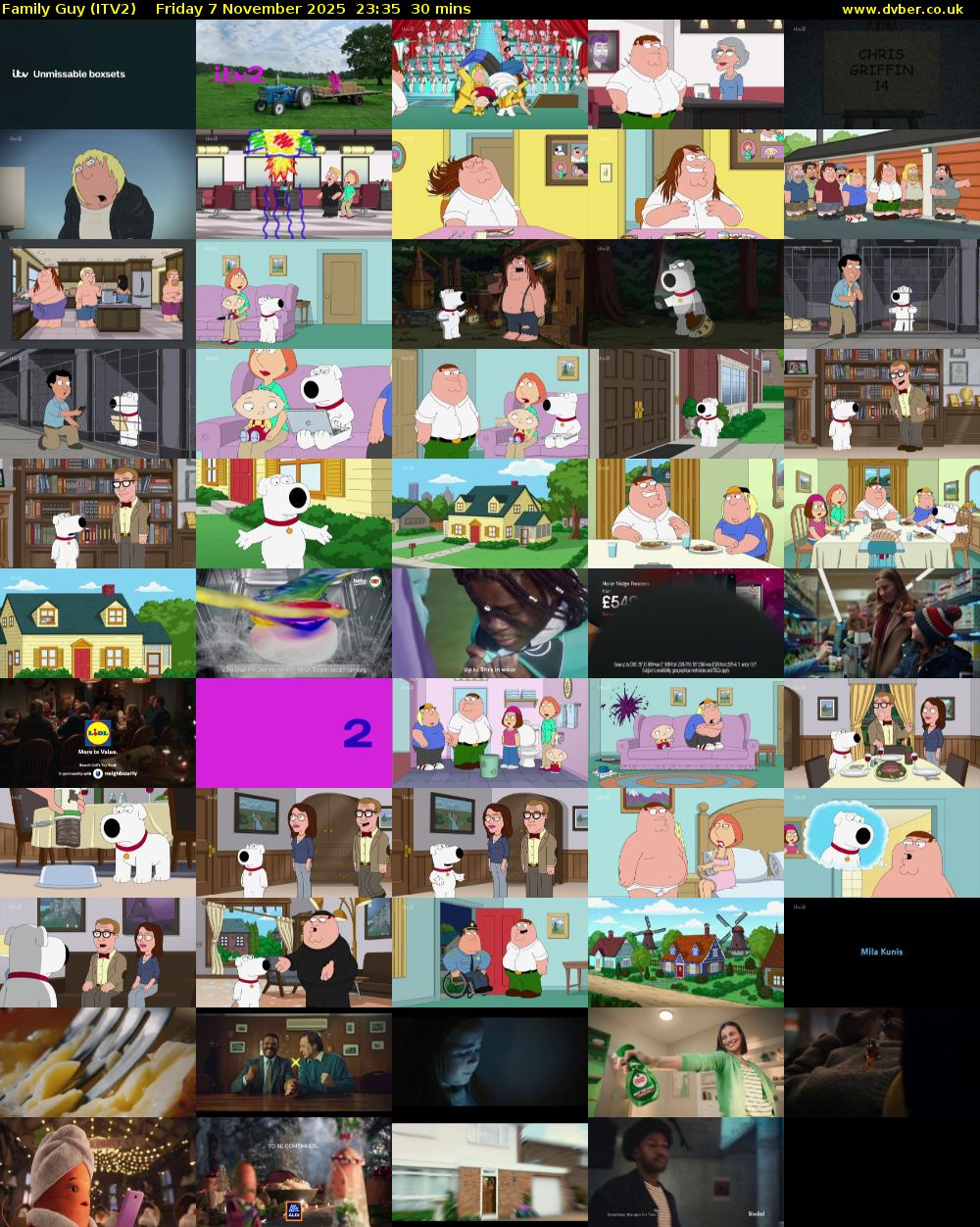 Family Guy (ITV2) Friday 7 November 2025 23:35 - 00:05