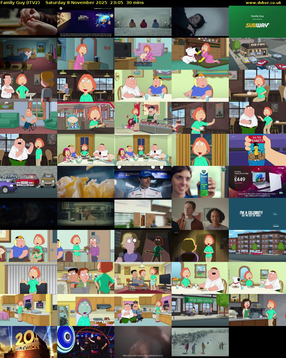 Family Guy (ITV2) Saturday 8 November 2025 23:05 - 23:35
