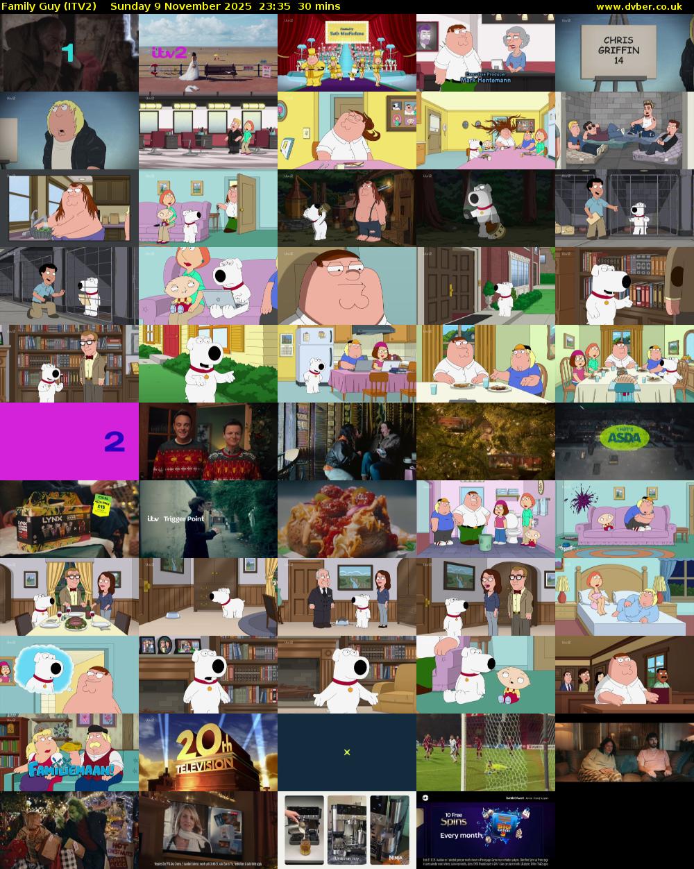 Family Guy (ITV2) Sunday 9 November 2025 23:35 - 00:05