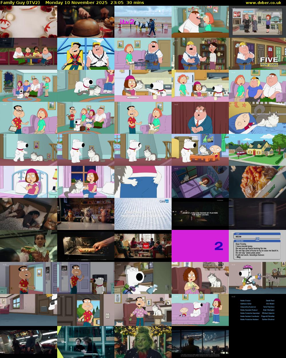Family Guy (ITV2) Monday 10 November 2025 23:05 - 23:35