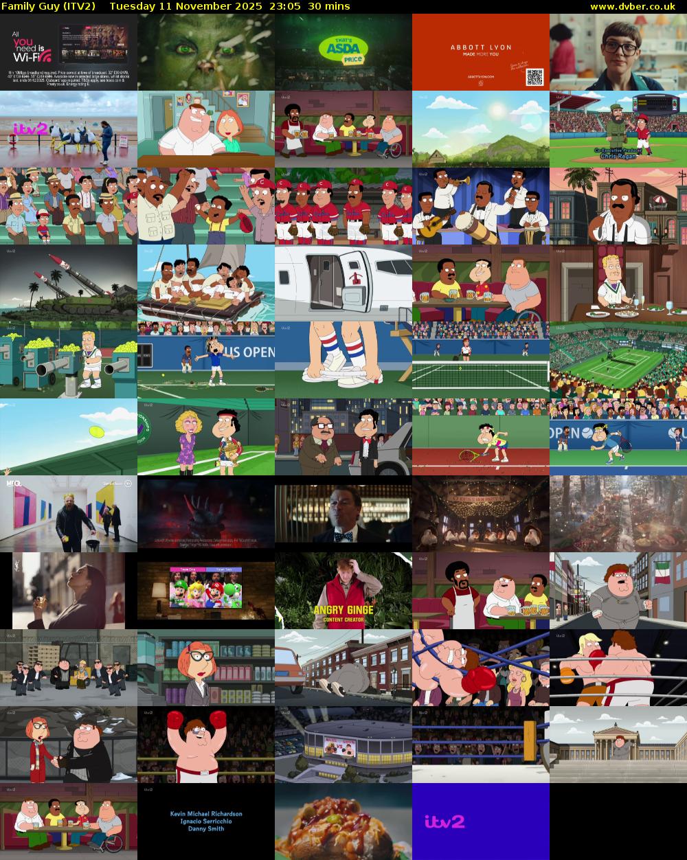 Family Guy (ITV2) Tuesday 11 November 2025 23:05 - 23:35