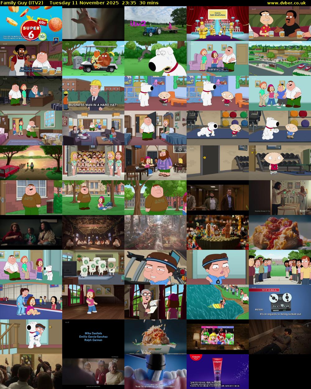 Family Guy (ITV2) Tuesday 11 November 2025 23:35 - 00:05