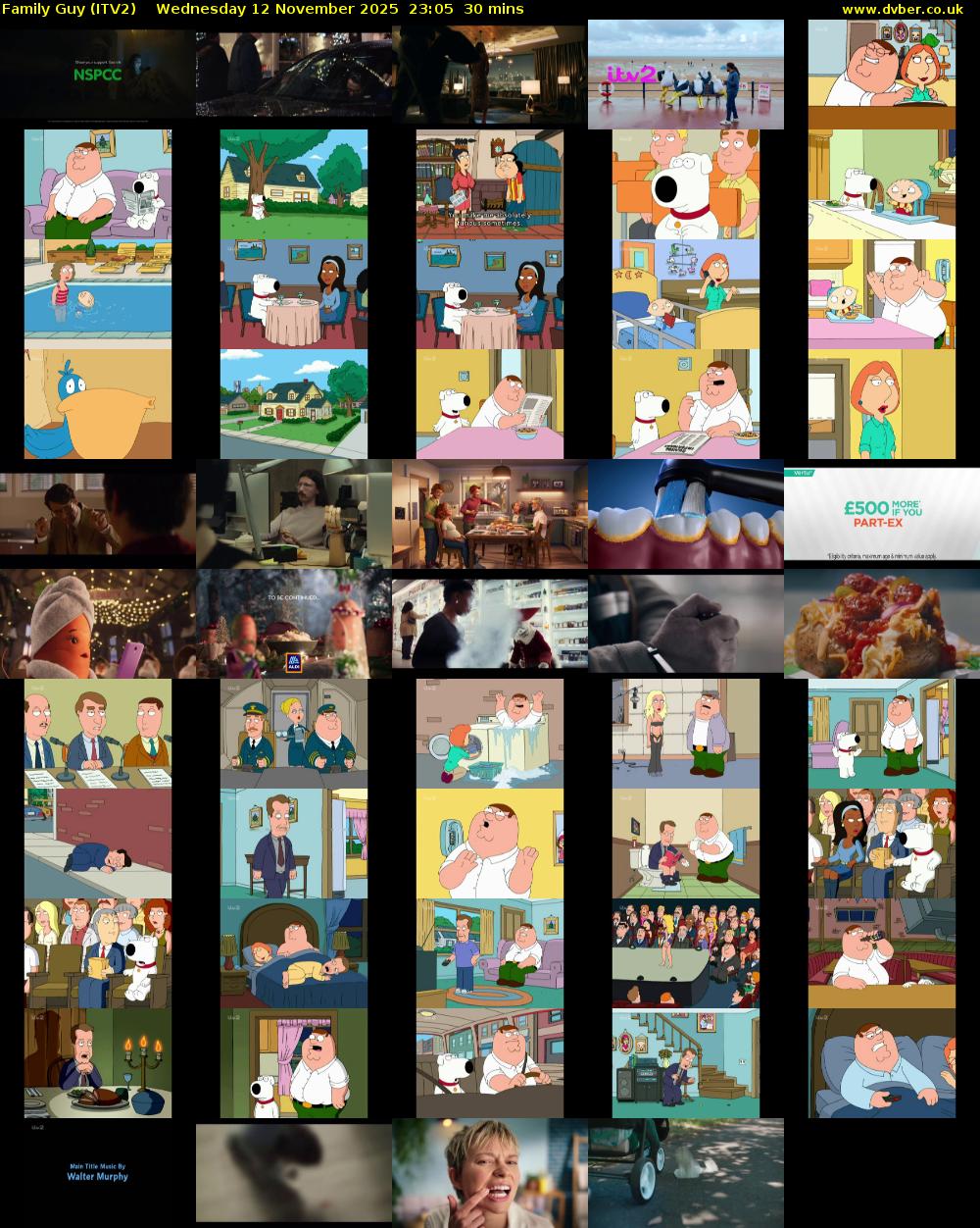 Family Guy (ITV2) Wednesday 12 November 2025 23:05 - 23:35