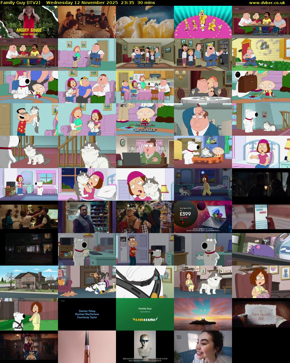 Family Guy (ITV2) Wednesday 12 November 2025 23:35 - 00:05