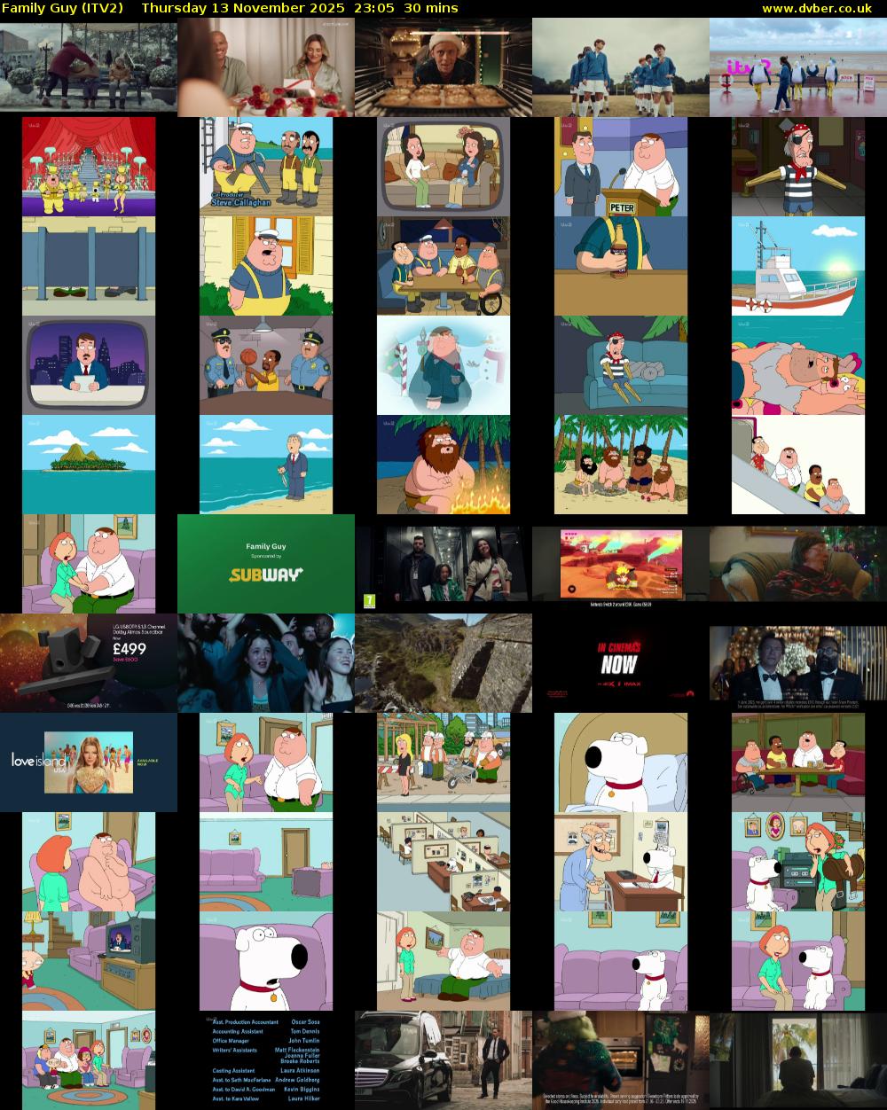 Family Guy (ITV2) Thursday 13 November 2025 23:05 - 23:35