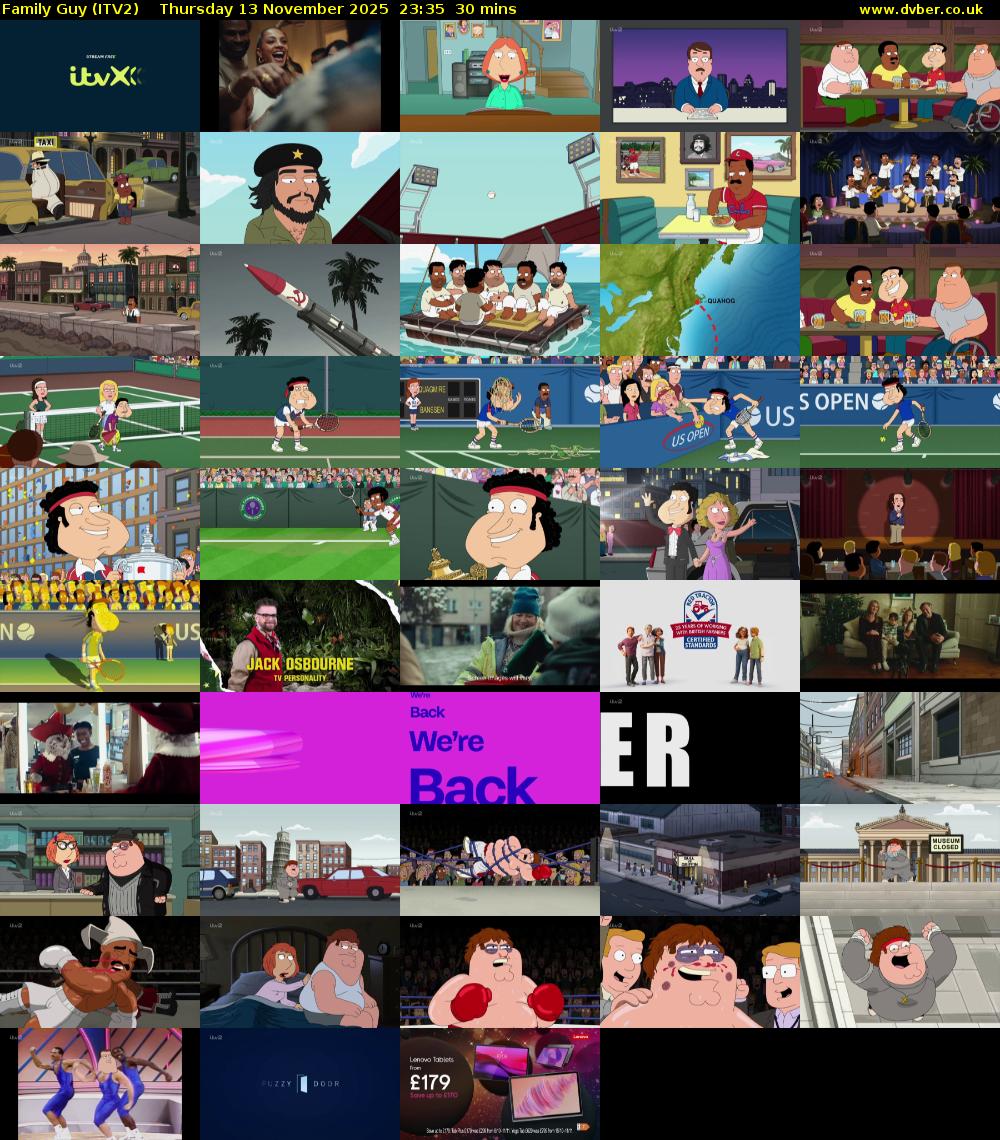 Family Guy (ITV2) Thursday 13 November 2025 23:35 - 00:05