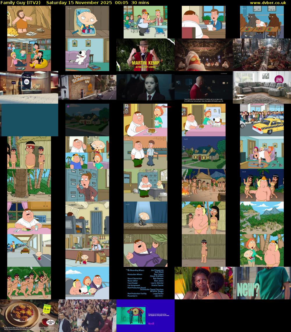 Family Guy (ITV2) Saturday 15 November 2025 00:05 - 00:35