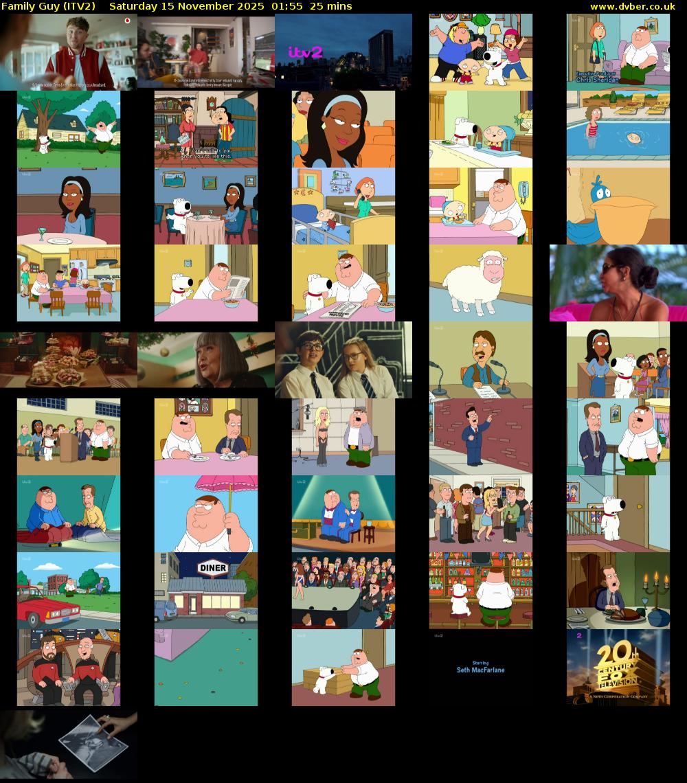 Family Guy (ITV2) Saturday 15 November 2025 01:55 - 02:20
