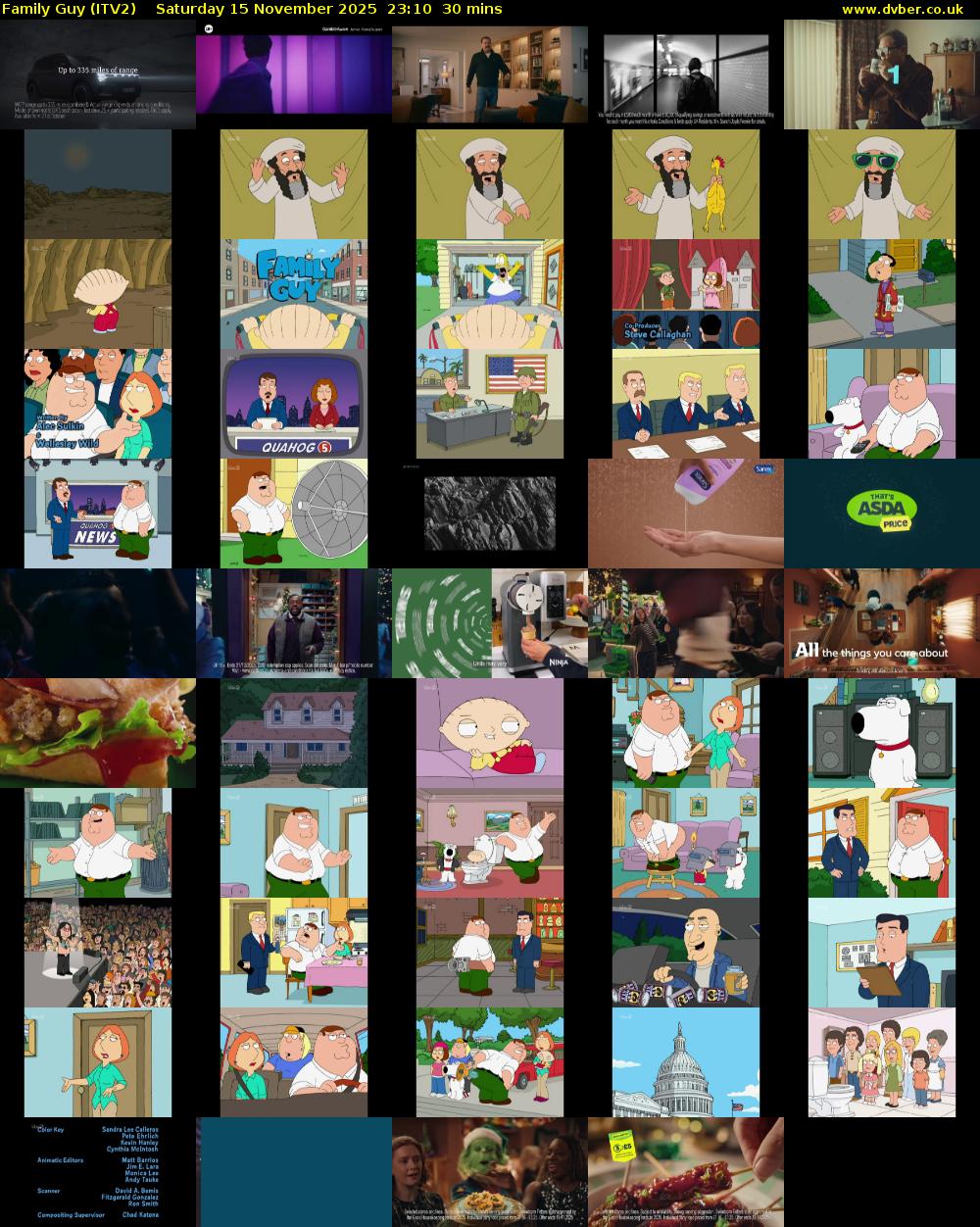 Family Guy (ITV2) Saturday 15 November 2025 23:10 - 23:40
