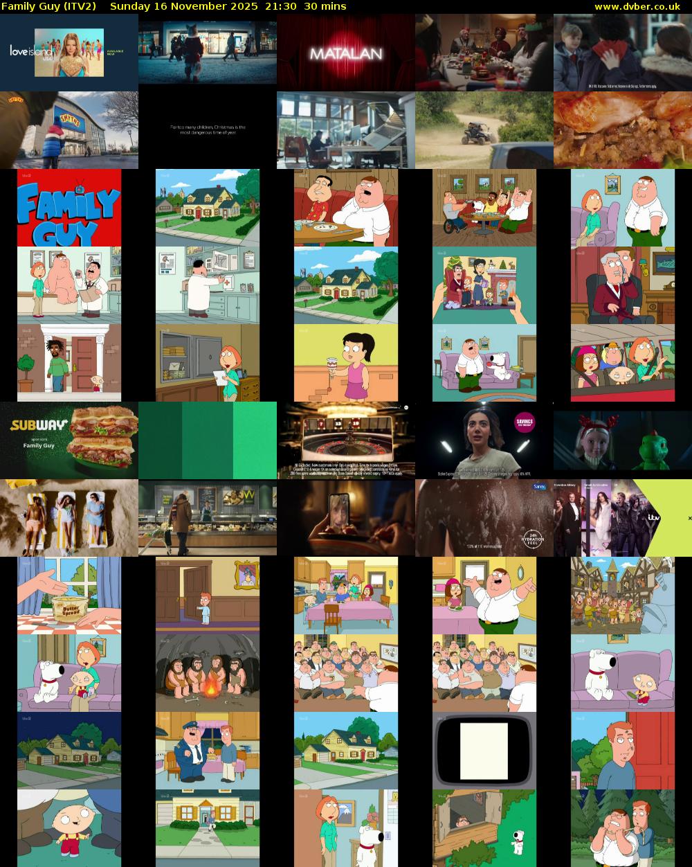Family Guy (ITV2) Sunday 16 November 2025 21:30 - 22:00