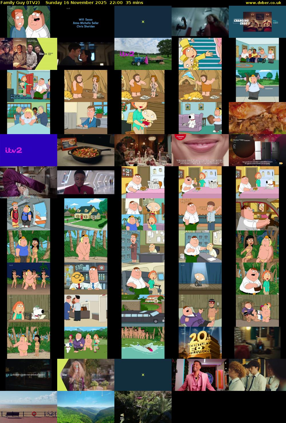 Family Guy (ITV2) Sunday 16 November 2025 22:00 - 22:35