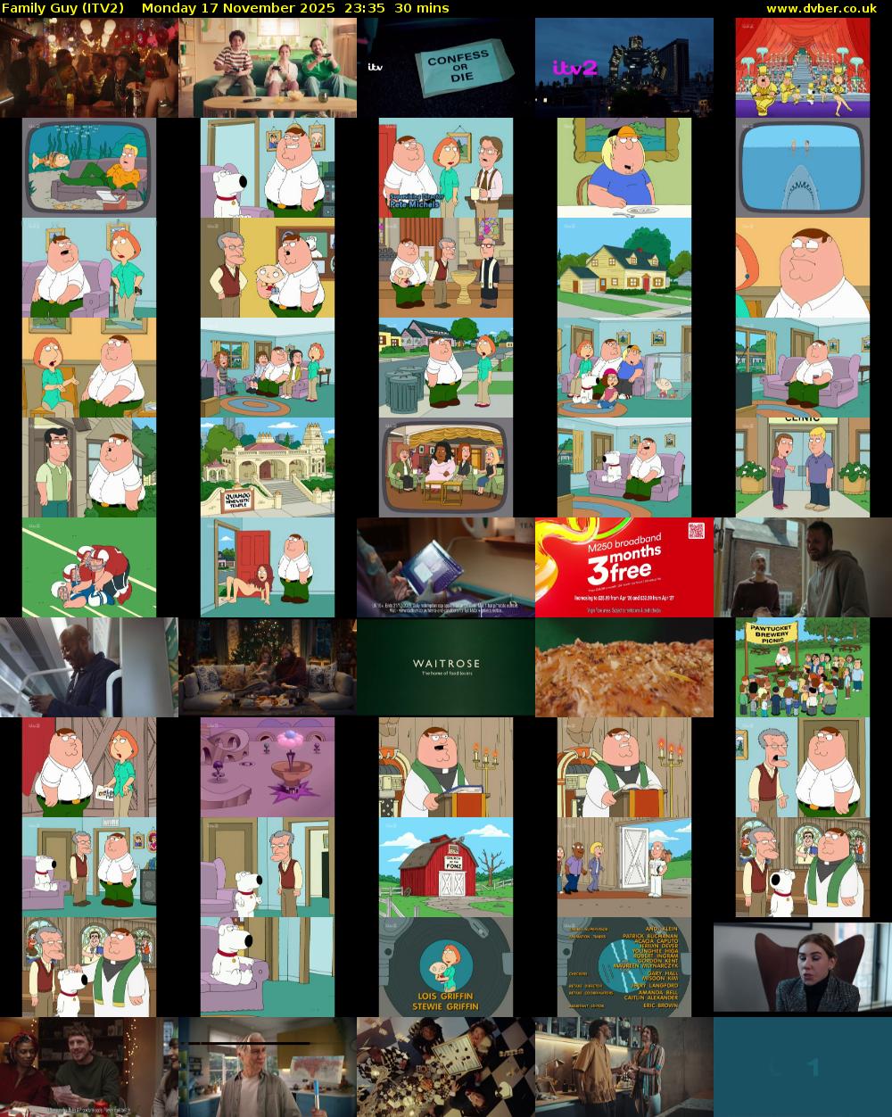 Family Guy (ITV2) Monday 17 November 2025 23:35 - 00:05