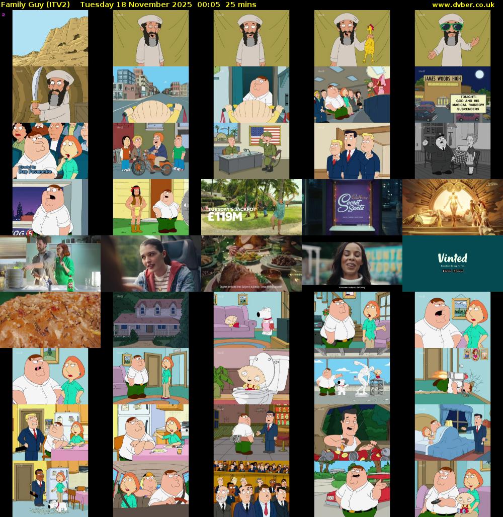 Family Guy (ITV2) Tuesday 18 November 2025 00:05 - 00:30